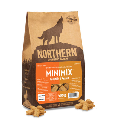 MiniMix Pumpkin & Peanut mini dog biscuits-product photo with left view