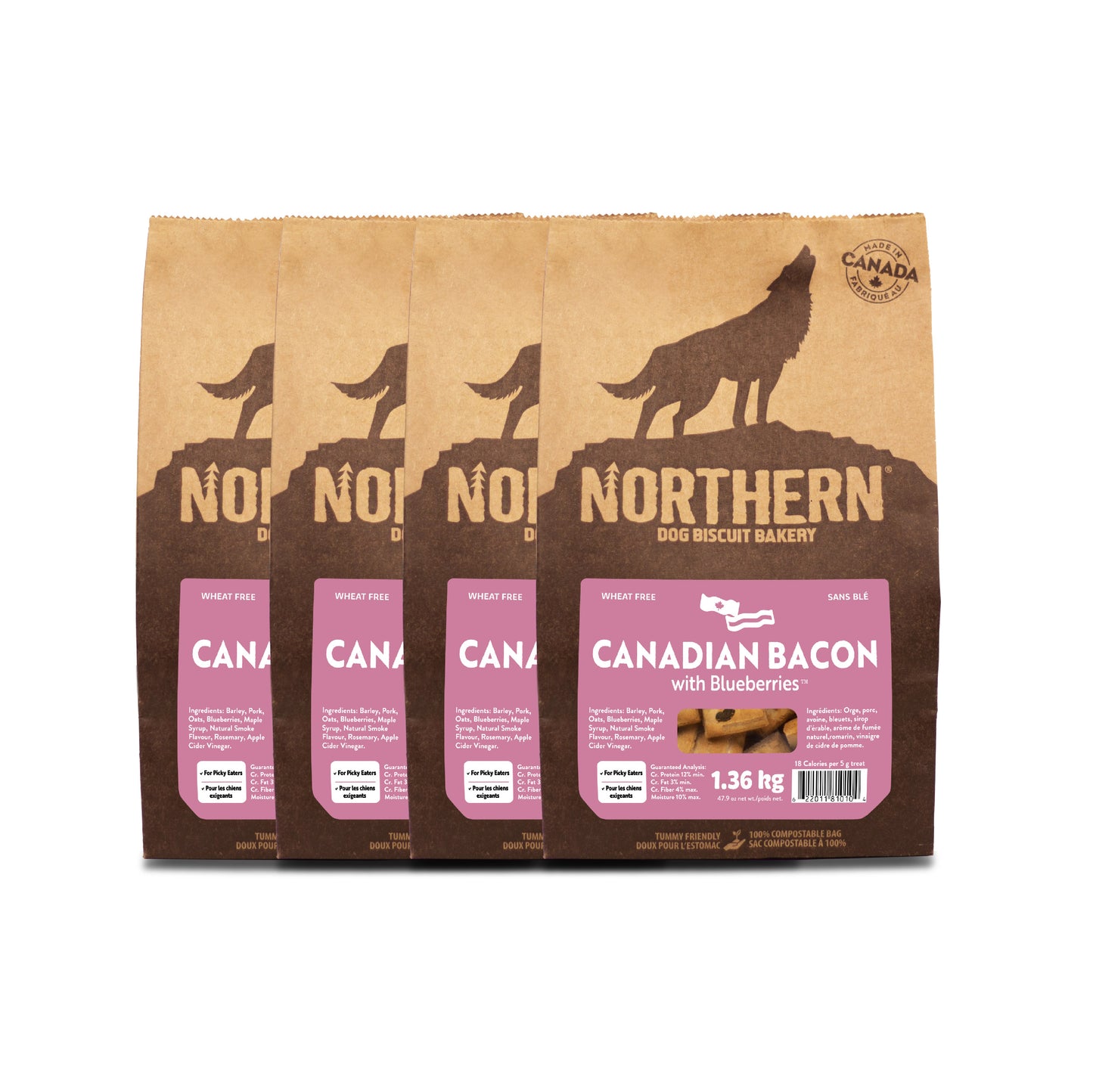 Canadian Bacon with Blueberries Biscuits - 4 bag bundle front view image