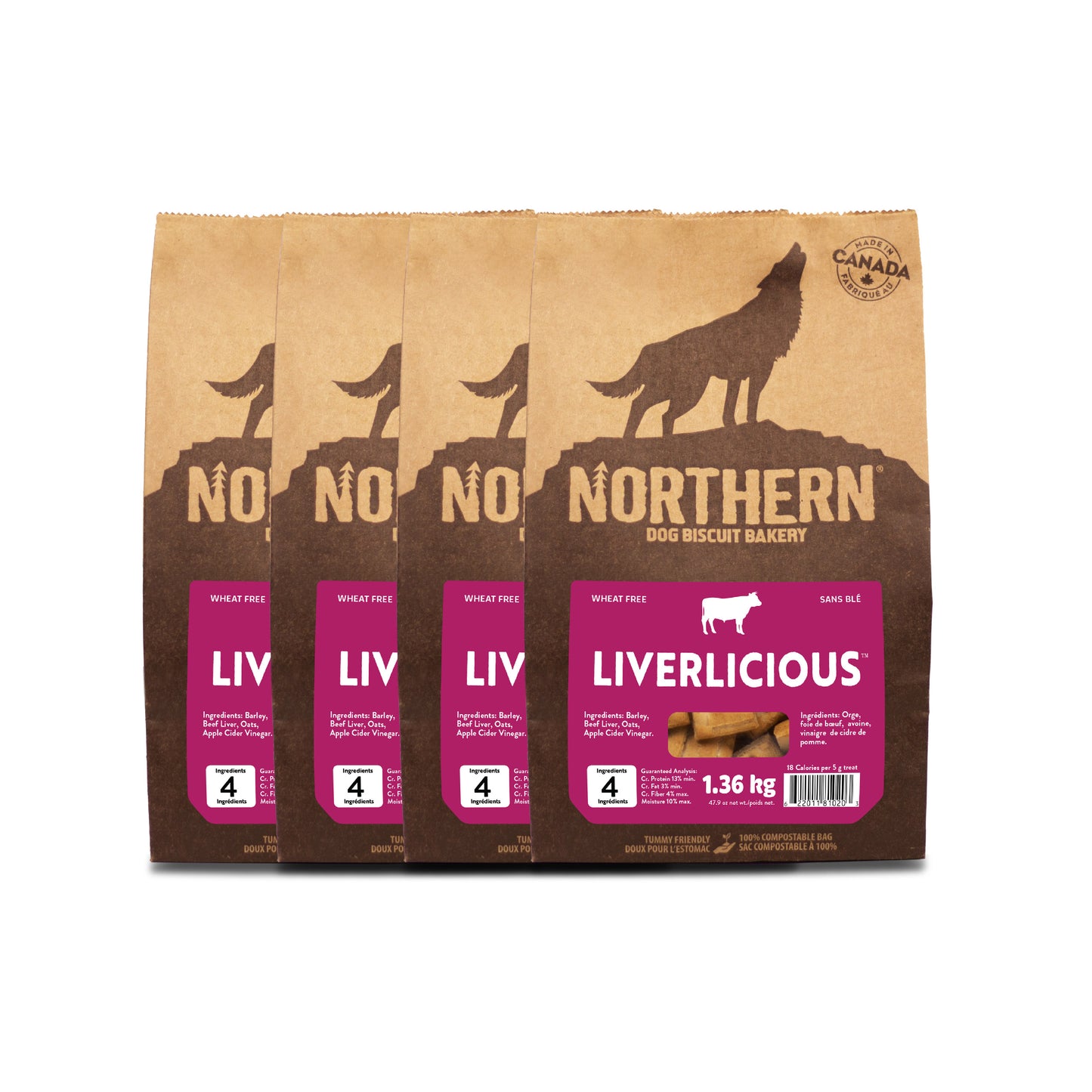 Liverlicious Biscuits - 4 bag bundle front view image