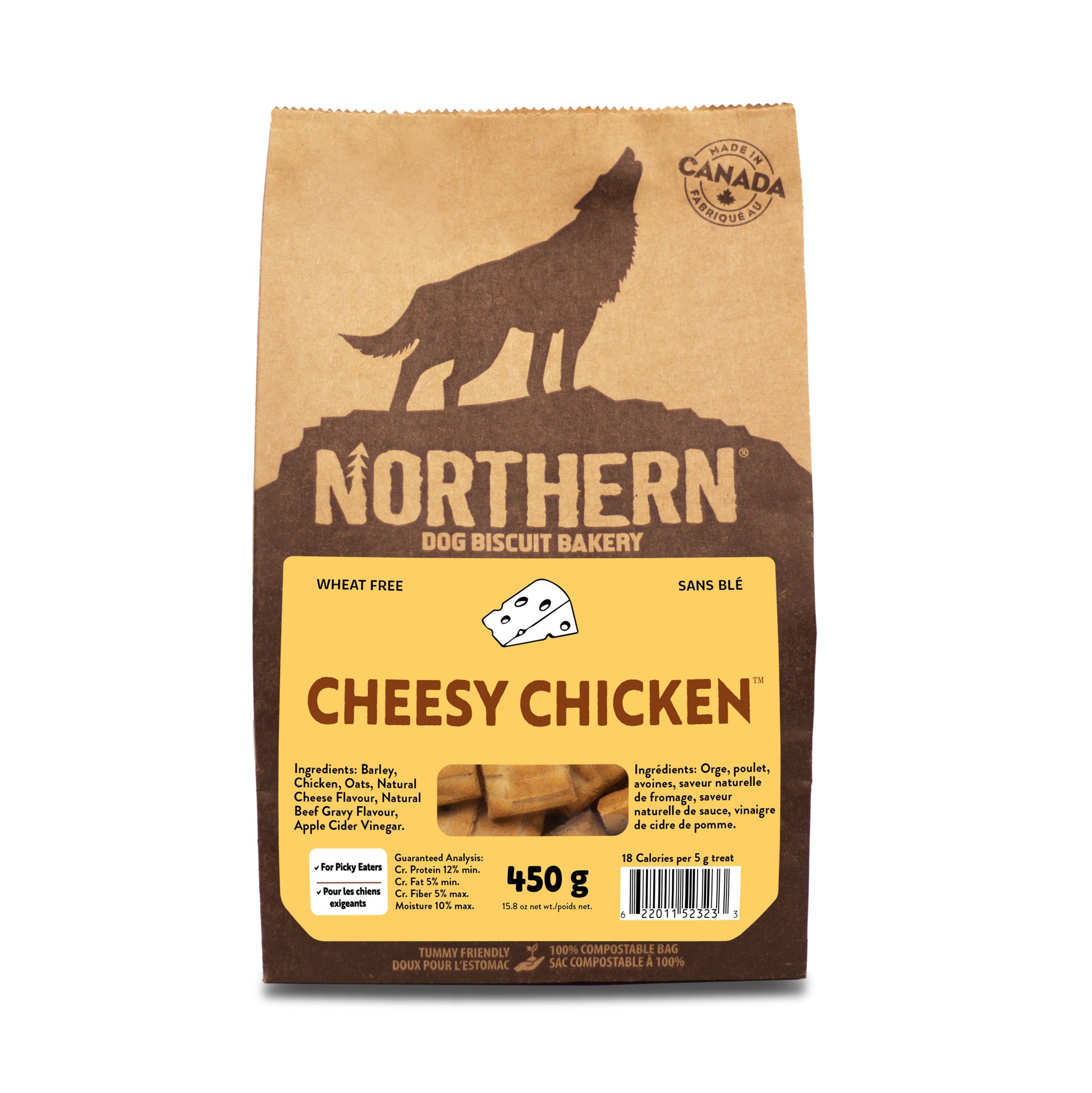 Cheesy Chicken dog biscuit-yellow label-product photo with front view