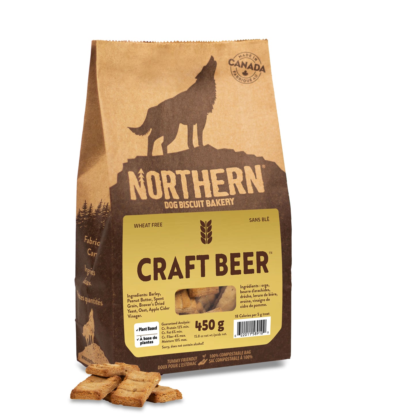 craft beer dog biscuit-gold label-product photo with left view