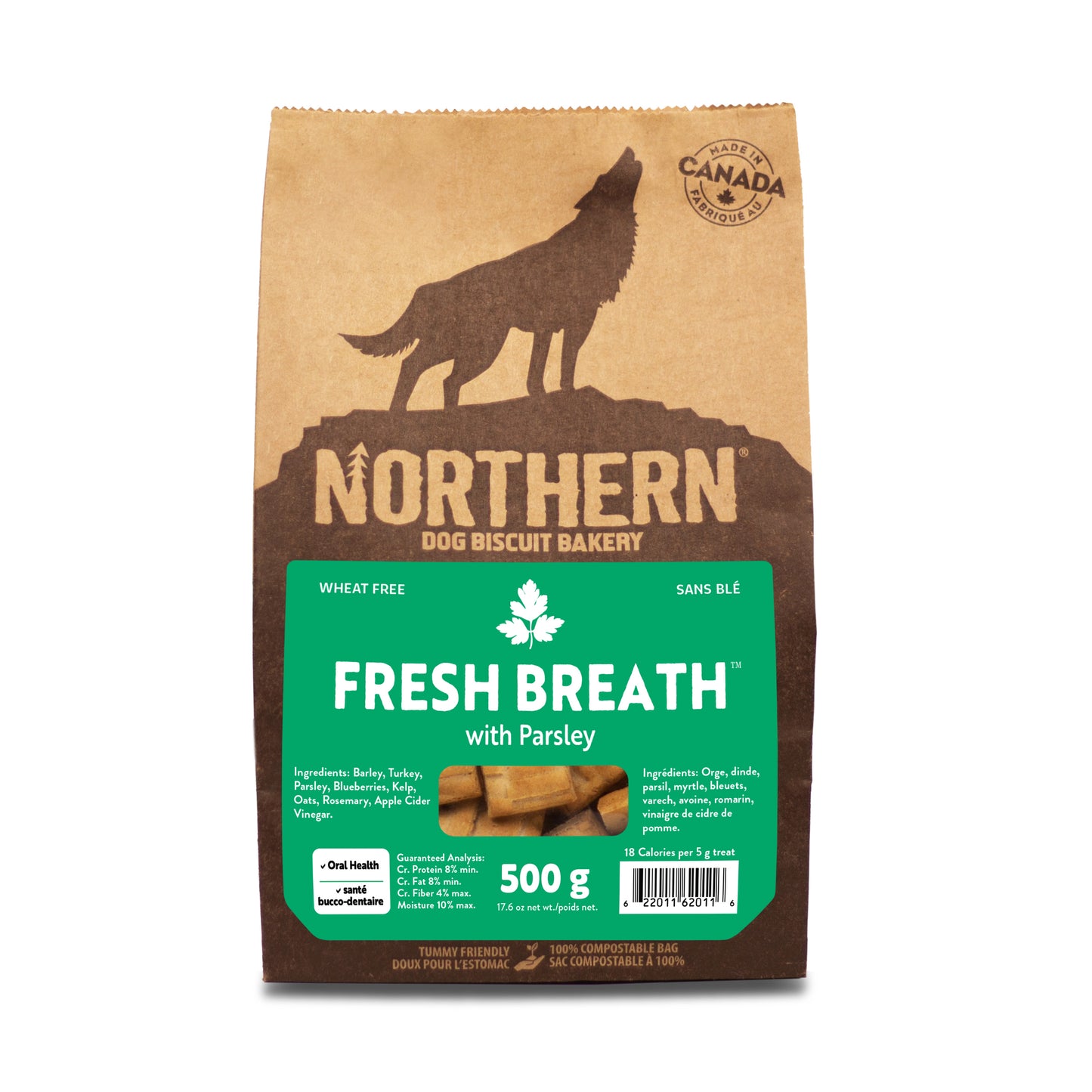 Fresh Breath dog biscuit-mint green label-product photo with front view